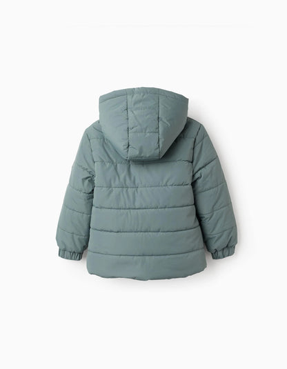 Hooded Padded Jacket with Polar Lining for Boys, Green