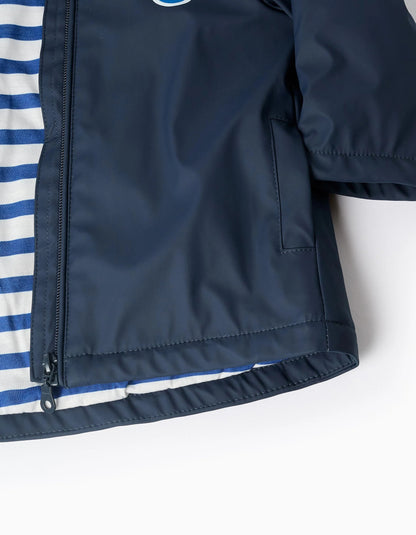 Hooded Rubber Parka Baby Boys 'Mickey', Dark Blue