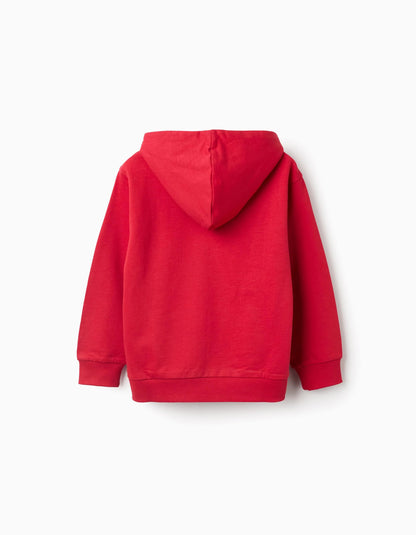 Cotton Hooded Sweatshirt for Boys 'Sonic', red
