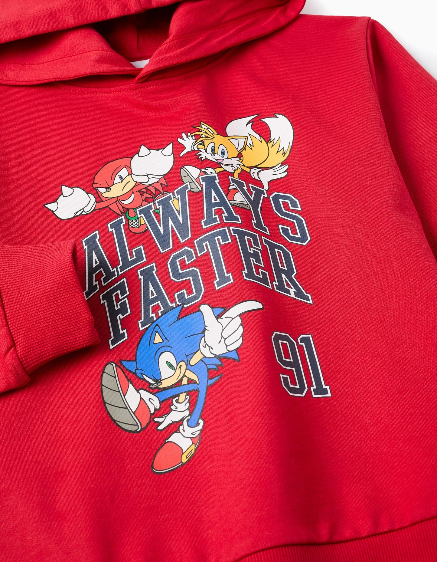 Cotton Hooded Sweatshirt for Boys 'Sonic', red