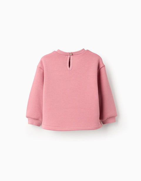 Brushed Sweatshirt with Rabbit Print for Baby Girls, Pink