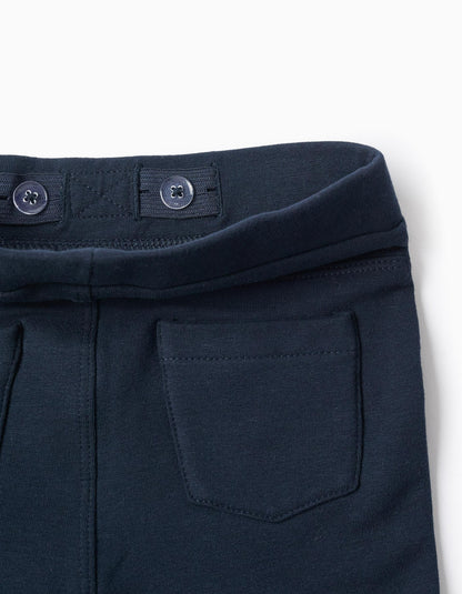 Brushed leggings with decorative pockets for baby girls, dark blue