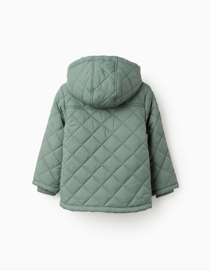 Padded Parka with Removable Hood for Boys, Dark Green