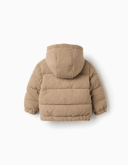Padded Jacket with Hood for Baby Boys, Brown