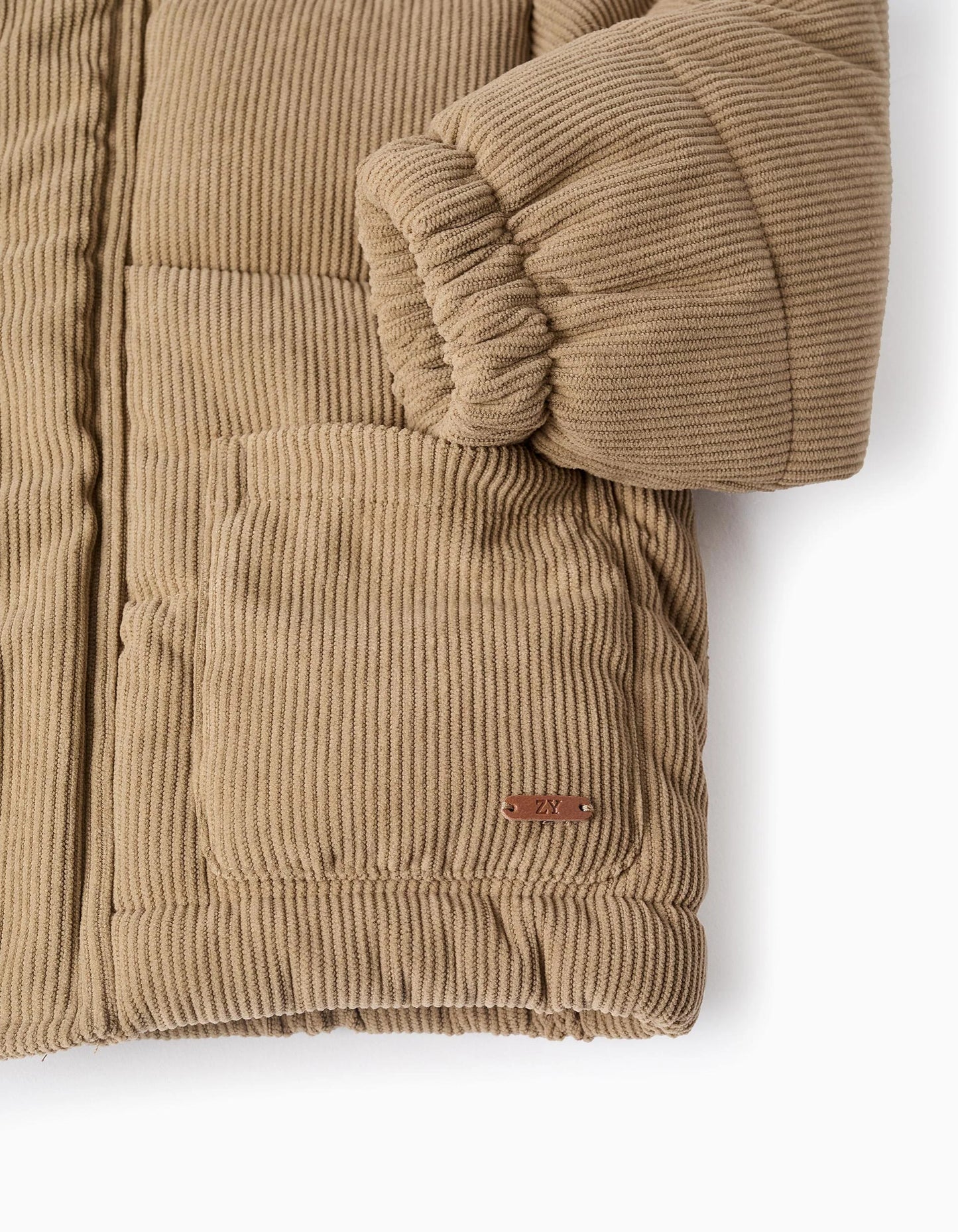 Padded Jacket with Hood for Baby Boys, Brown