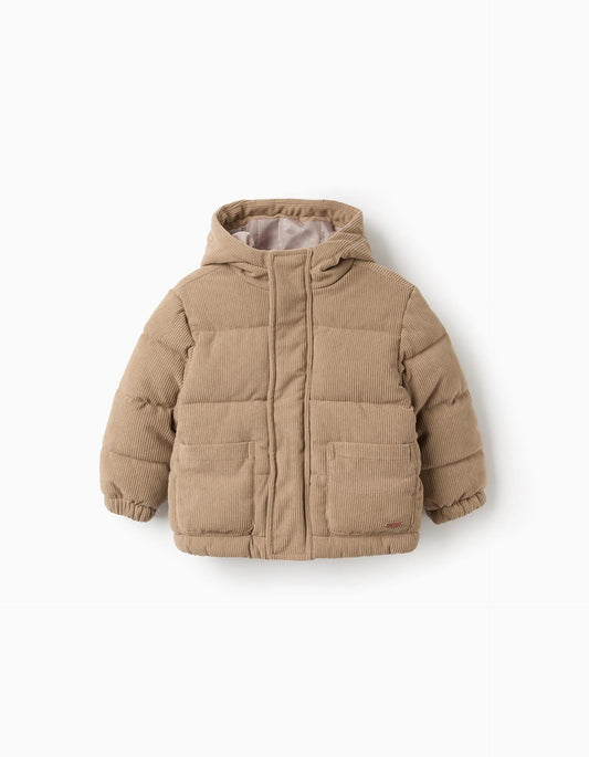 Padded Jacket with Hood for Baby Boys, Brown