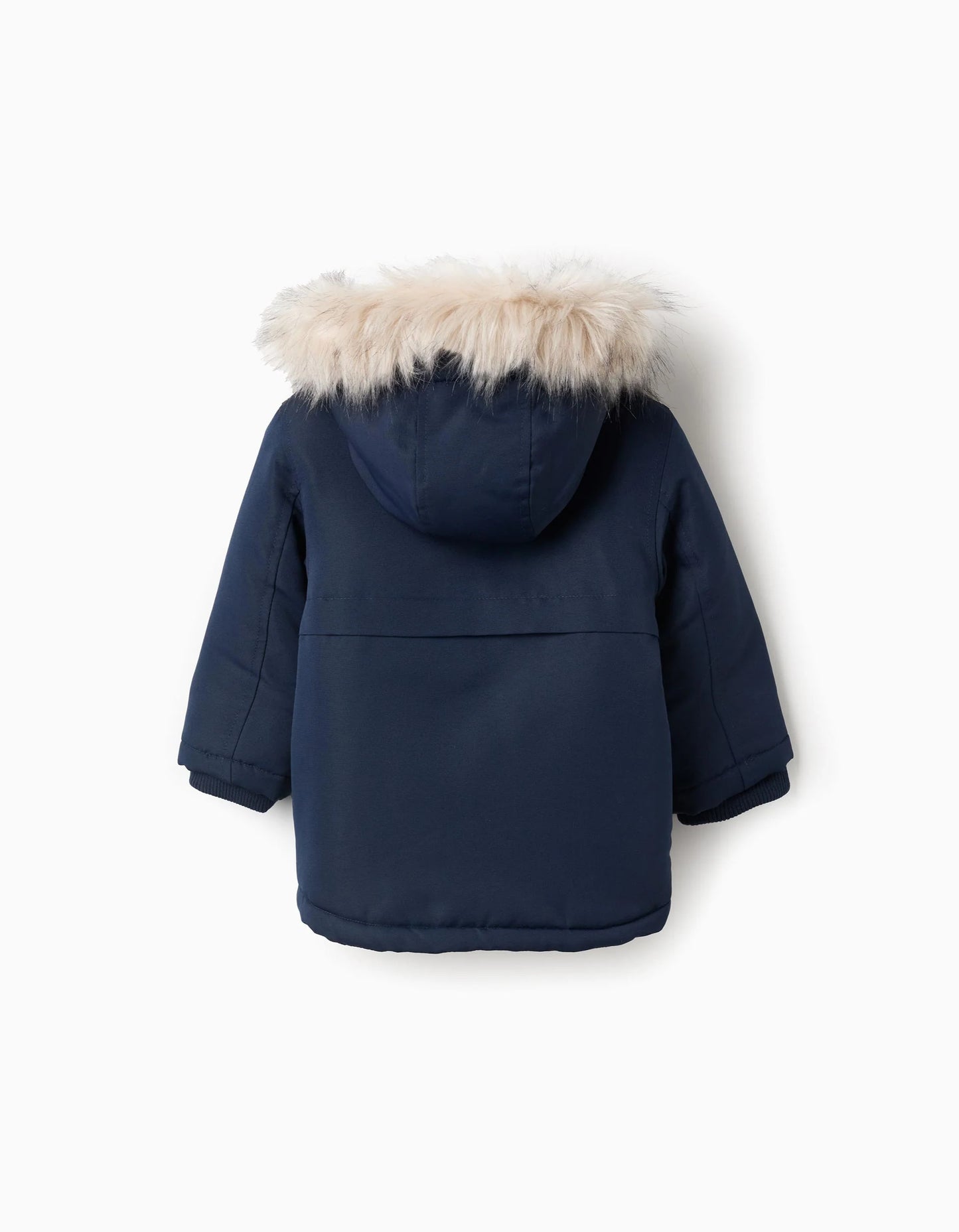 Padded Parka with Removable Fur Hood for Baby Boys, Blue