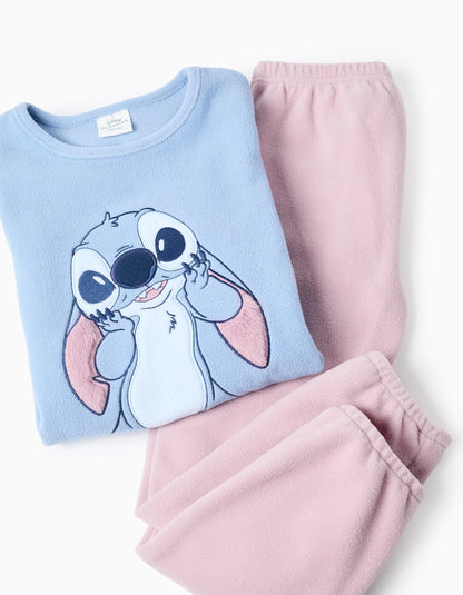 Polar Fleece Pyjamas for Girls 'Stitch', Blue/Pink