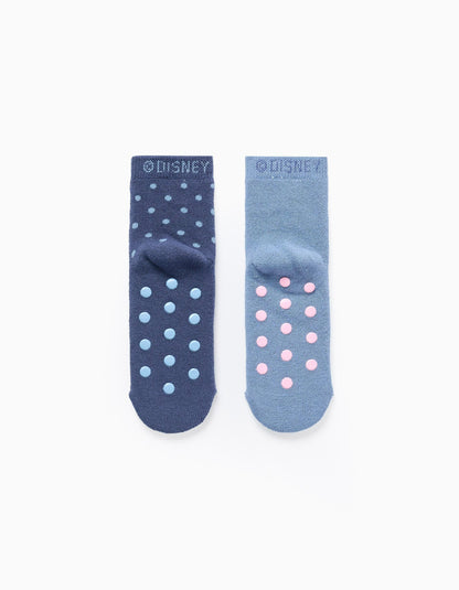 Pack 2 Pairs of Non-Slip Socks for Girls 'Stitch', Blue/Pink