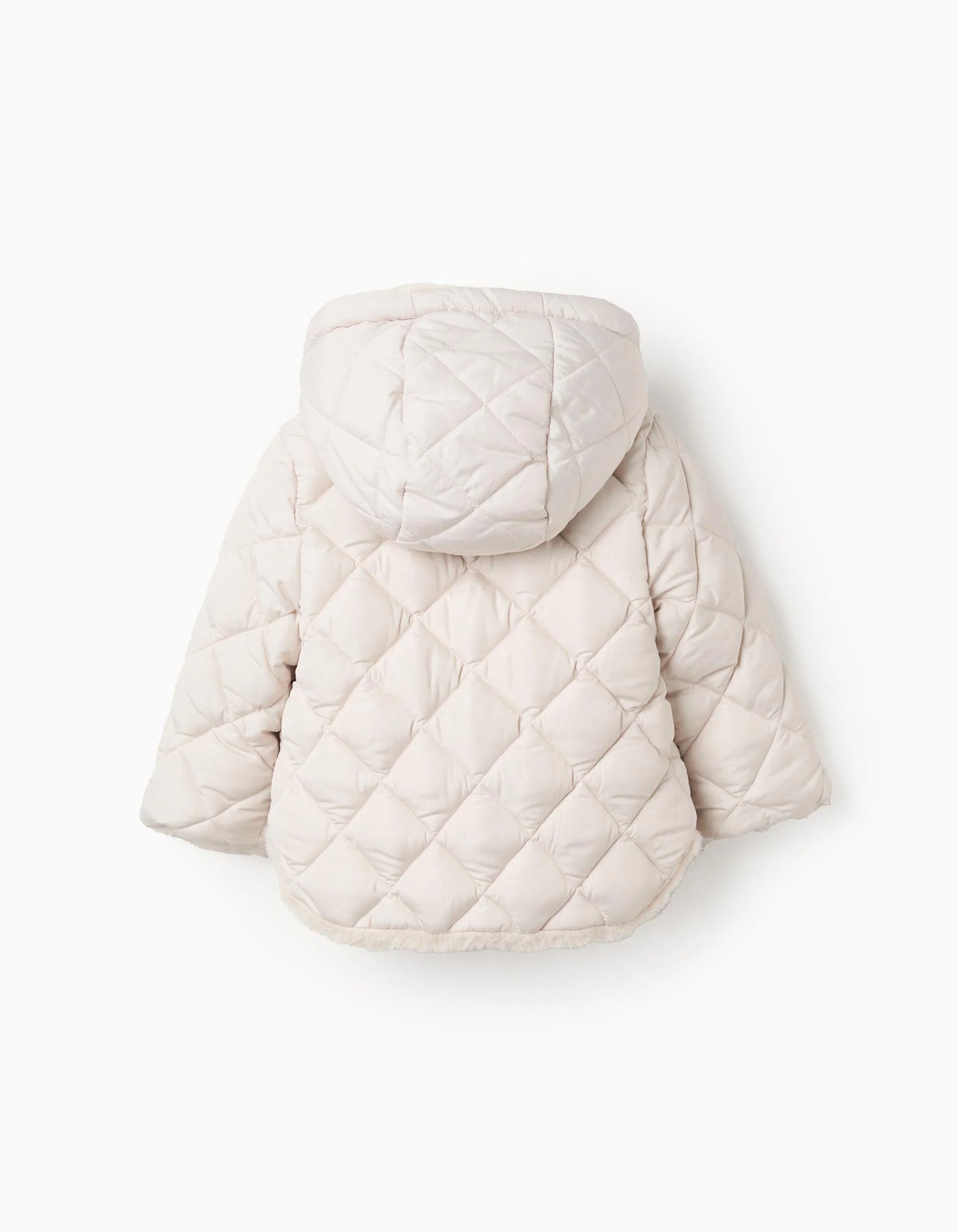 Padded Parka with Fleece Lining for Newborn Girls, Beige