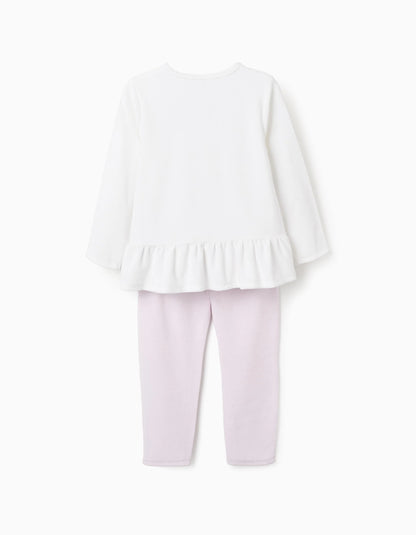 Velour Pyjama for Newborn Girls 'Monsters of Emotions', White/Purple