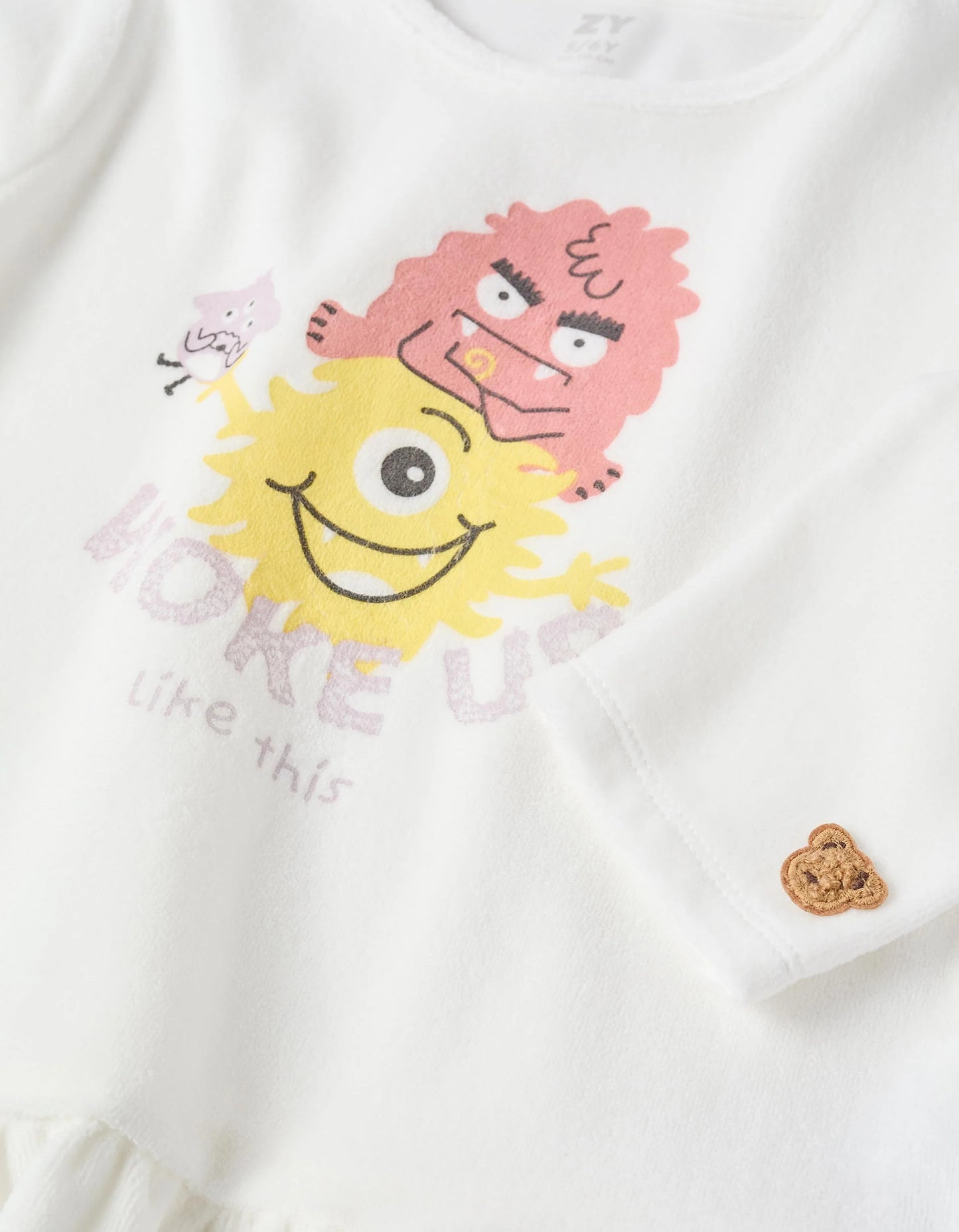 Velour Pyjama for Newborn Girls 'Monsters of Emotions', White/Purple