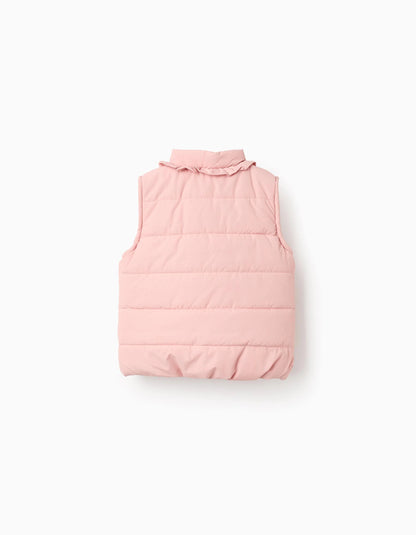 Padded Gilet with Polar Lining for Baby Girls, Pink