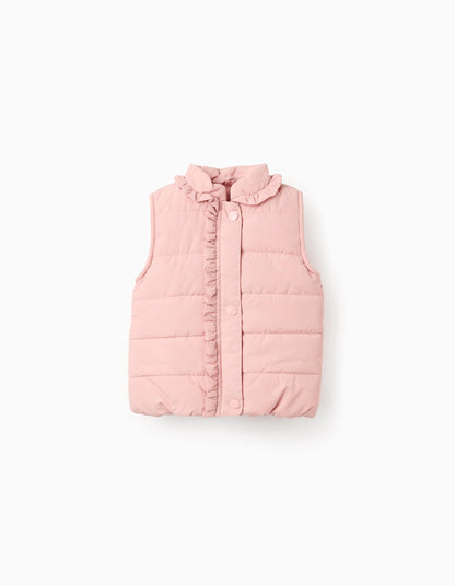 Padded Gilet with Polar Lining for Baby Girls, Pink