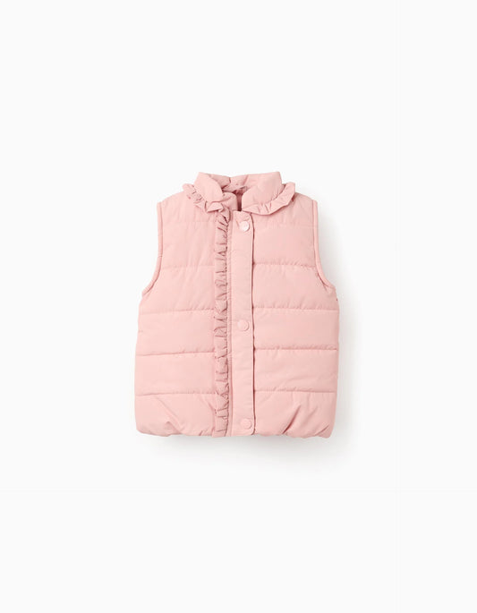 Padded Gilet with Polar Lining for Baby Girls, Pink