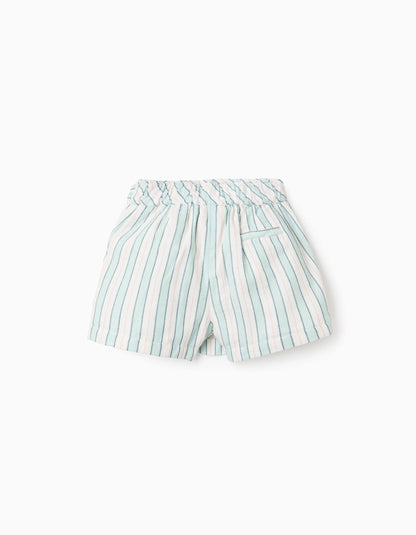 Striped Cotton Pinafore Dress for Baby Girls 'B&S', Green/White