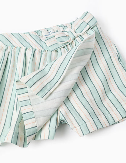 Striped Cotton Pinafore Dress for Baby Girls 'B&S', Green/White