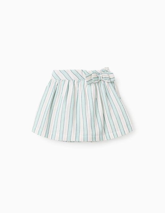 Striped Cotton Pinafore Dress for Baby Girls 'B&S', Green/White