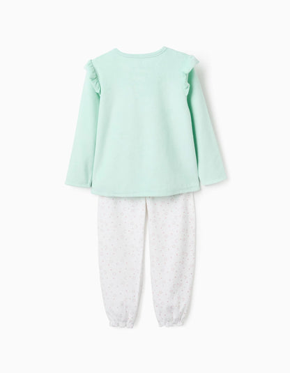 Glow in the Dark Velour Pyjama for Girls 'Emotions', Green/White