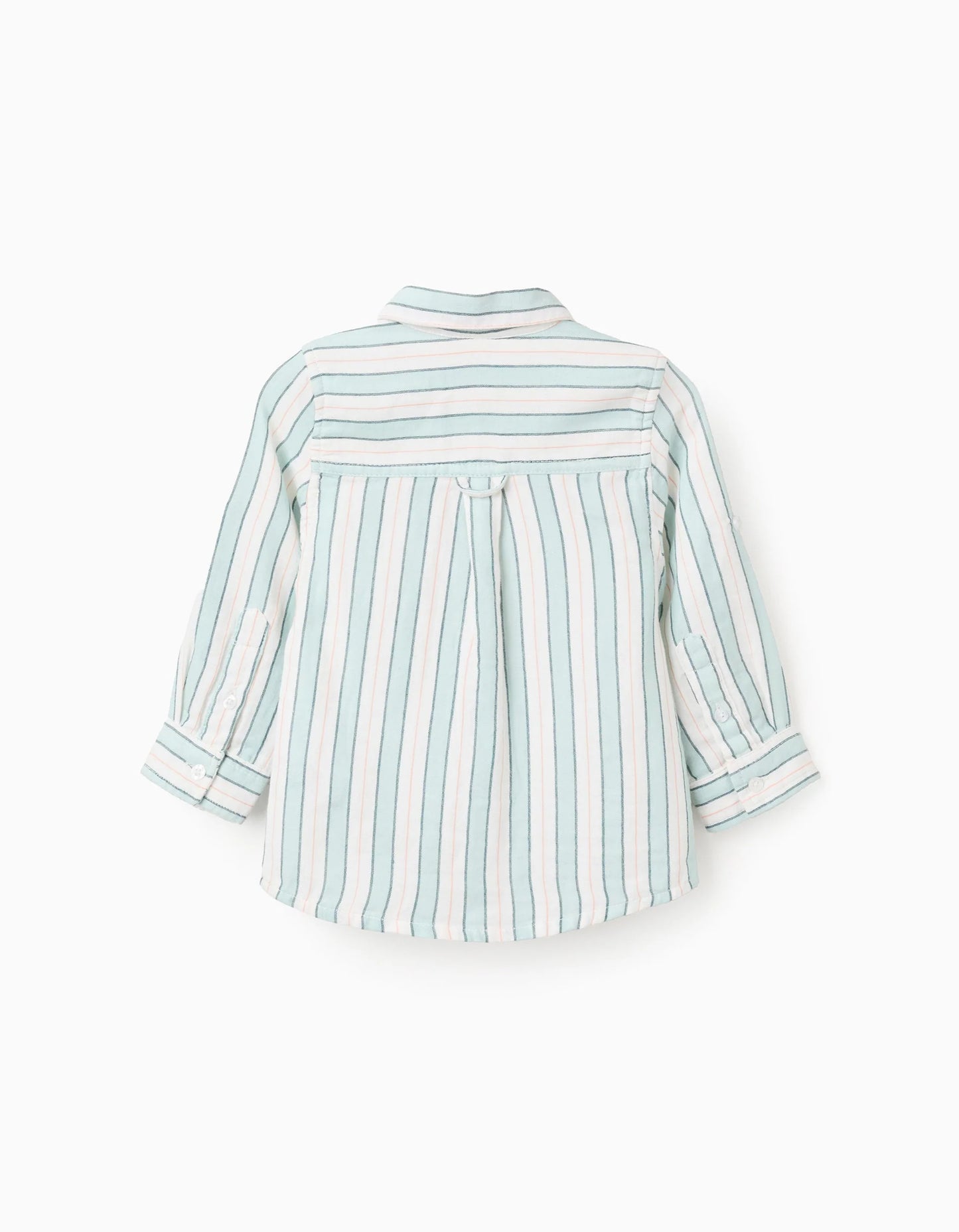 Striped Cotton Shirt for Baby Boys 'B&S', White/Aqua Green