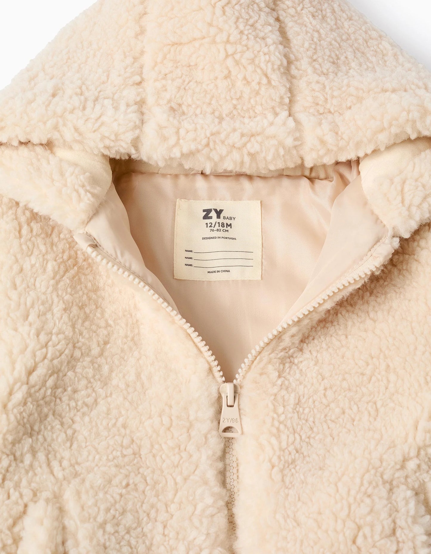 Hooded Sherpa Jacket for Baby Boys, Beige