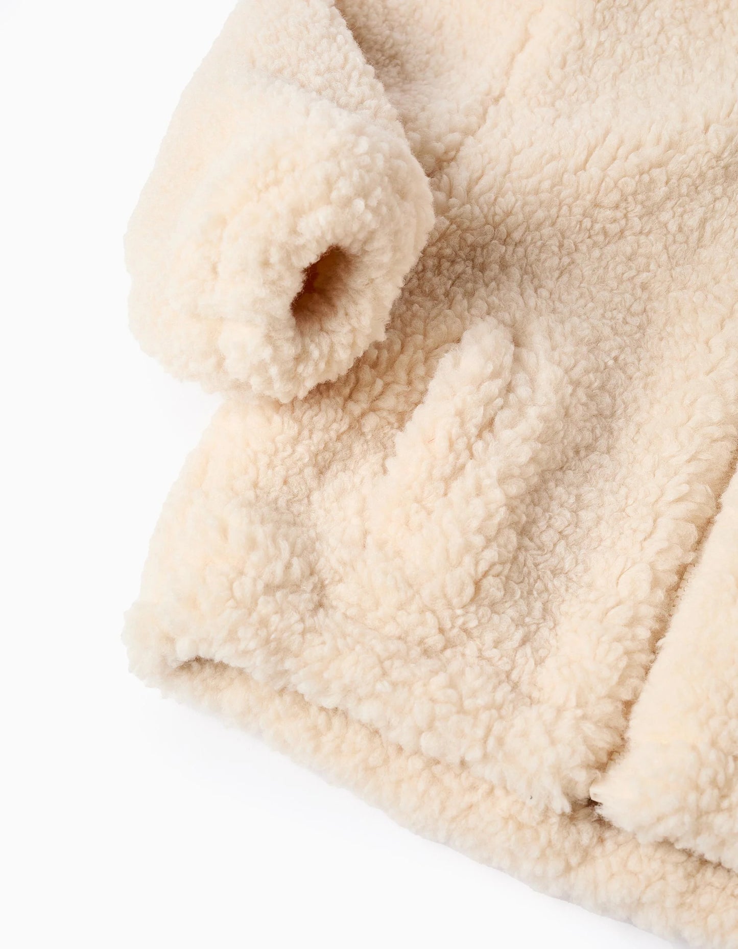 Hooded Sherpa Jacket for Baby Boys, Beige