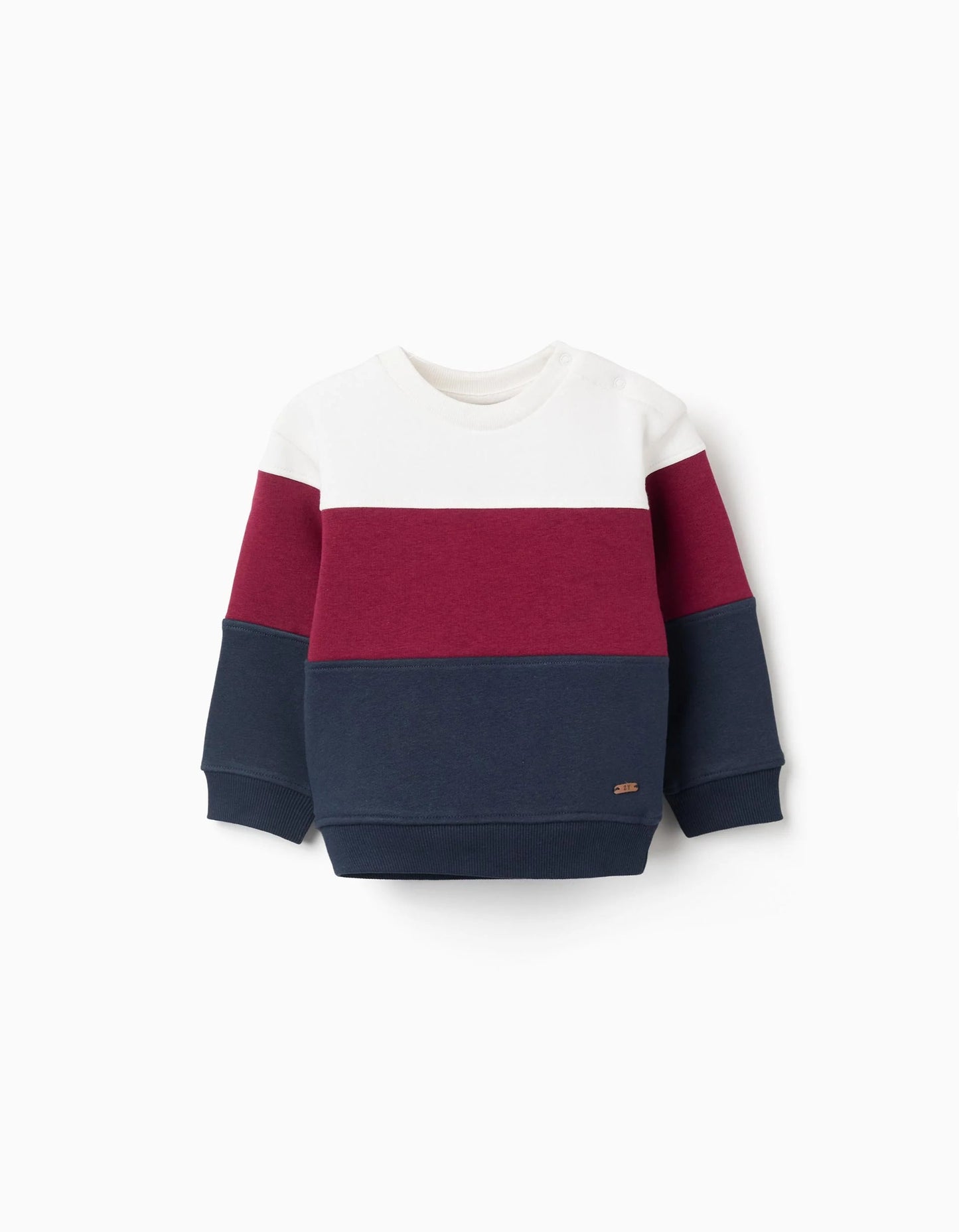 Brushed Sweatshirt with Colour Block for Baby Boys, White/Red/Blue