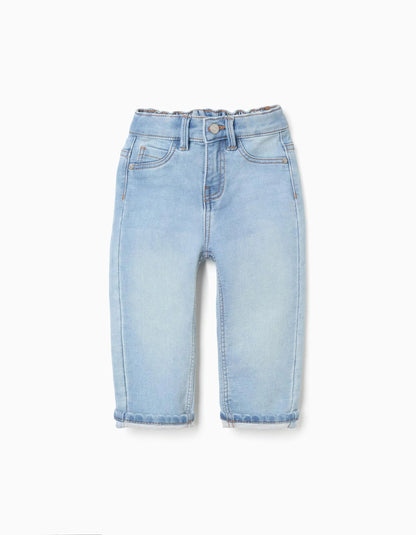 Jeans with folded hem for baby boys, light blue