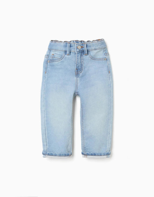 Jeans with folded hem for baby boys, light blue
