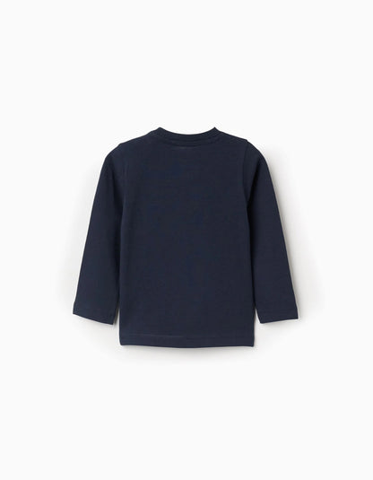 Long Sleeve Cotton T-shirt 'Fair Isle' for Baby Boys, Dark Blue