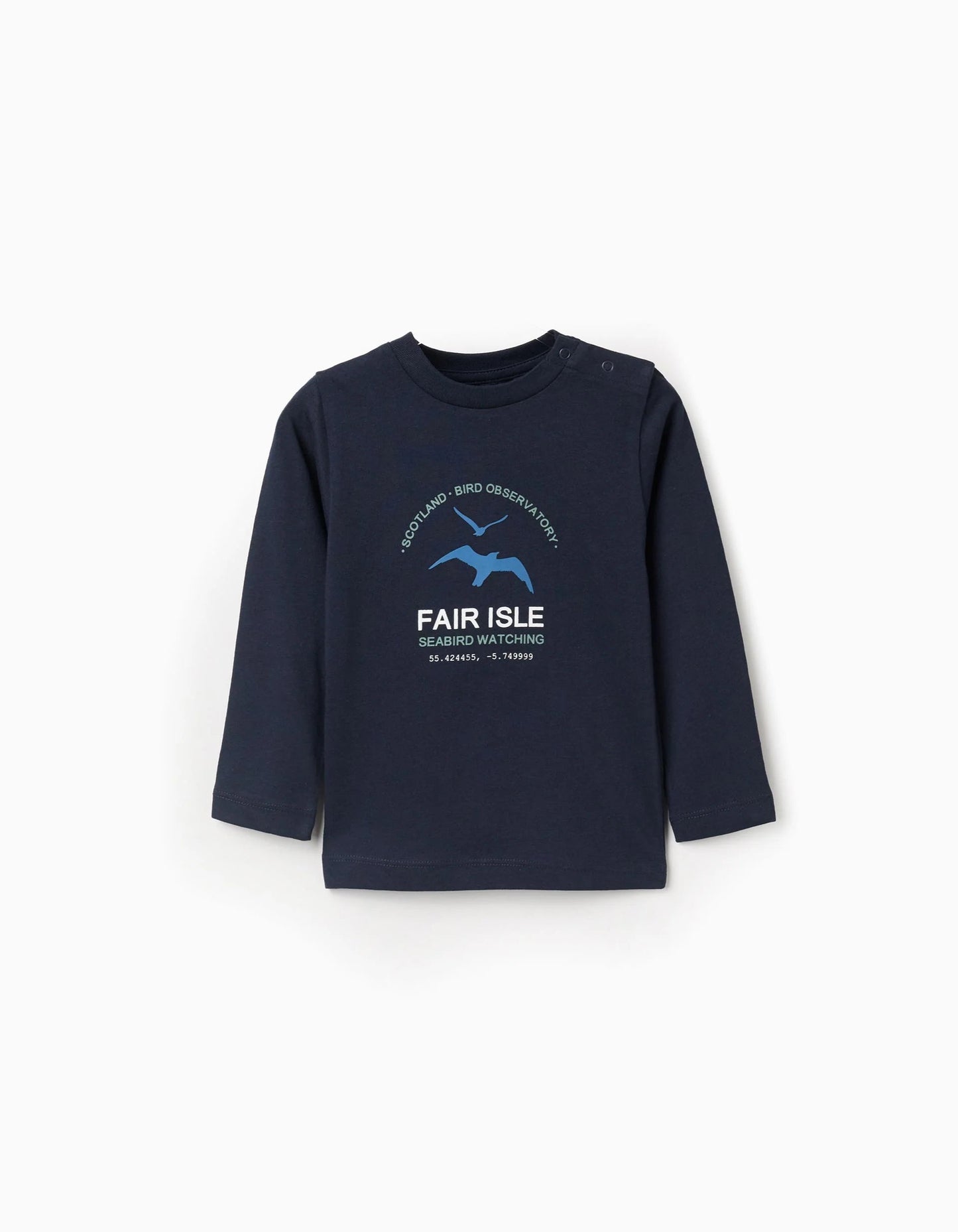 Long Sleeve Cotton T-shirt 'Fair Isle' for Baby Boys, Dark Blue