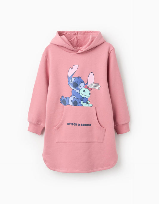 Hooded Sweat-Dress for Girls 'Stitch', Pink
