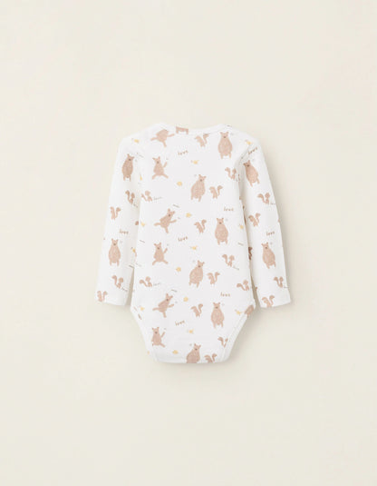 Pack of 2 Cotton Bodysuits for Baby Girls 'Family Love', Pink/White