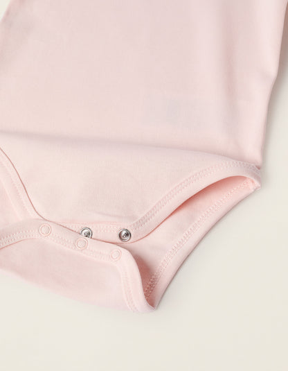 Pack of 2 Cotton Bodysuits for Baby Girls 'Family Love', Pink/White