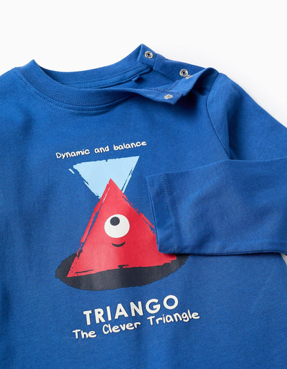 Long Sleeve Cotton T-shirt for Baby Boys 'Triango', Blue
