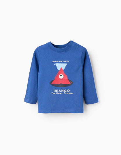 Long Sleeve Cotton T-shirt for Baby Boys 'Triango', Blue