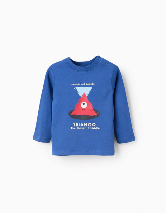 Long Sleeve Cotton T-shirt for Baby Boys 'Triango', Blue
