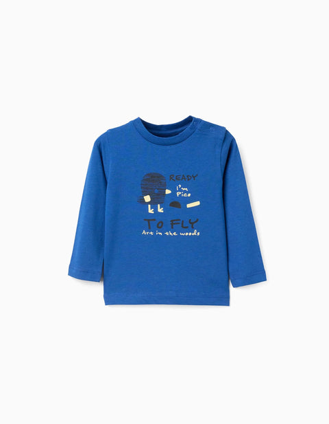 Long sleeve cotton T-shirt 'Pico' for baby boys, blue