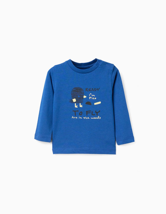 Long sleeve cotton T-shirt 'Pico' for baby boys, blue
