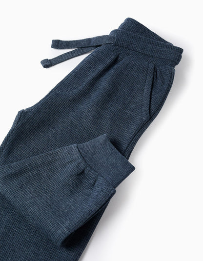 Waffle Textured Joggers for Baby Boys, Dark Blue