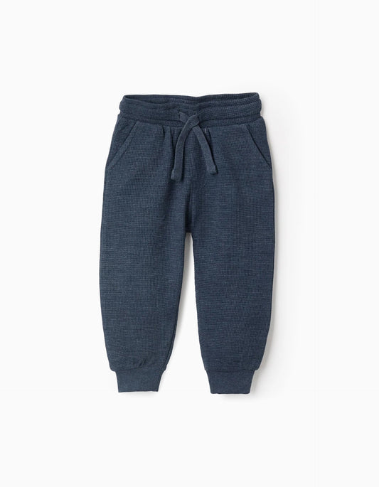 Waffle Textured Joggers for Baby Boys, Dark Blue