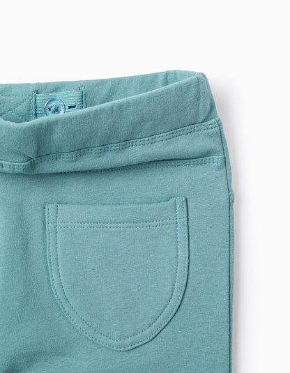 Brushed Jeggings with Adjustable Waist for Girls, Aqua Green