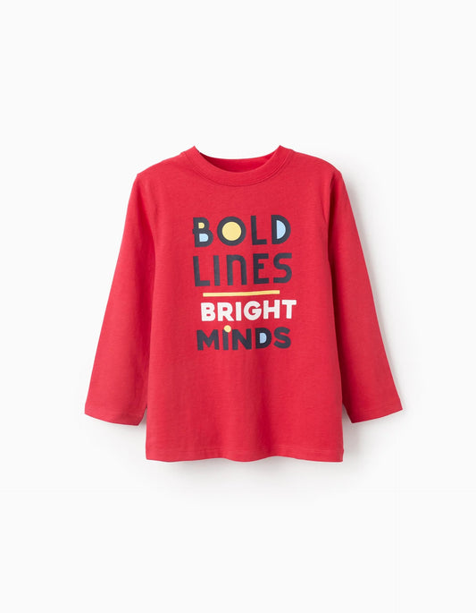 Long Sleeve Cotton T-shirt for Boys 'Bold', Red