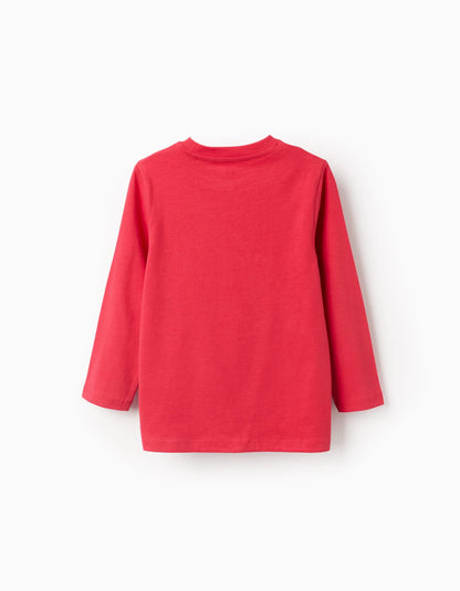 Long Sleeve Cotton T-shirt for Boys 'Bold', Red