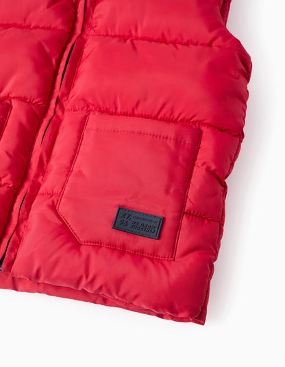Hooded Padded Gilet for Baby Boys, Red