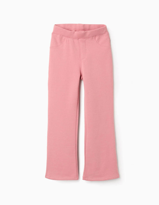 Brushed Flared Jeggings for Girls, Pink