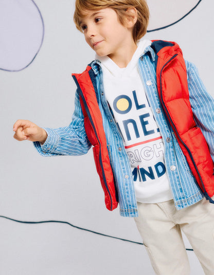 Hooded Padded Gilet for Boys, Red