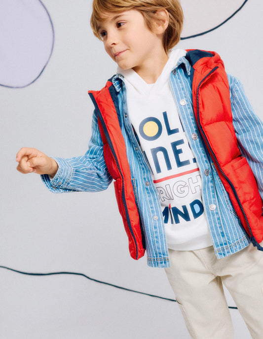Hooded Padded Gilet for Boys, Red