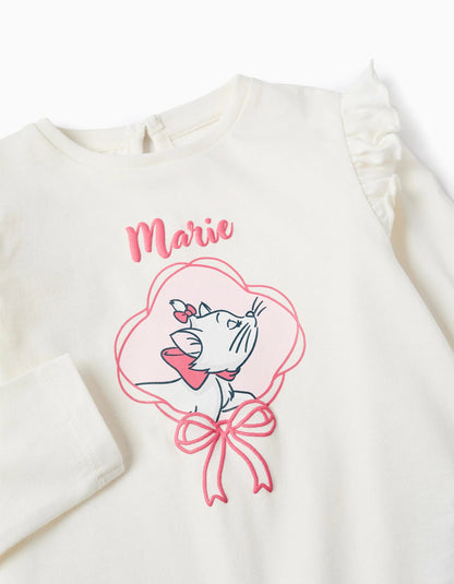 Cotton T-shirt with Ruffles for Baby Girls 'Marie', White