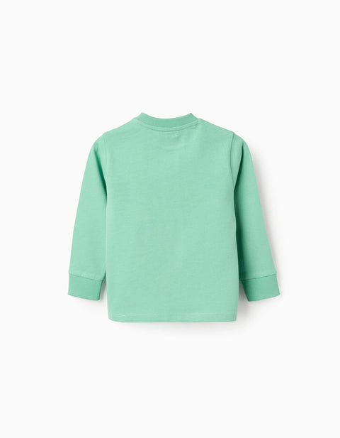 Long Sleeve Cotton T-shirt for Baby Boys 'Mickey', Green